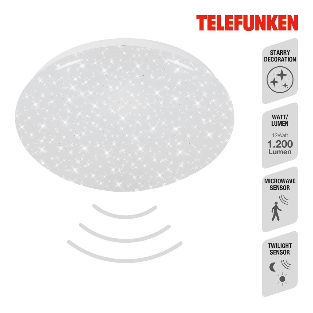 TELEFUNKEN LED Plafonnier Ø 27,7 cm 1x 12W 1200lm blanc